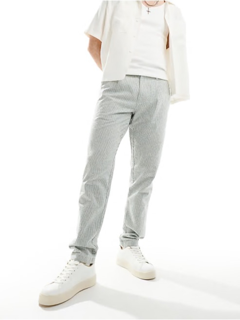 Asos Light Green Striped Men’s Casual Pants